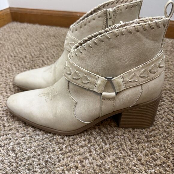 Frye and Co. Palma Stone Ankle Western Boots Beige Stone Color Womens 8M - Picture 6 of 11